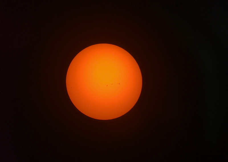 The Sun with sunspots as viewed through a telescope (Image: Ryan F. Mandelbaum)